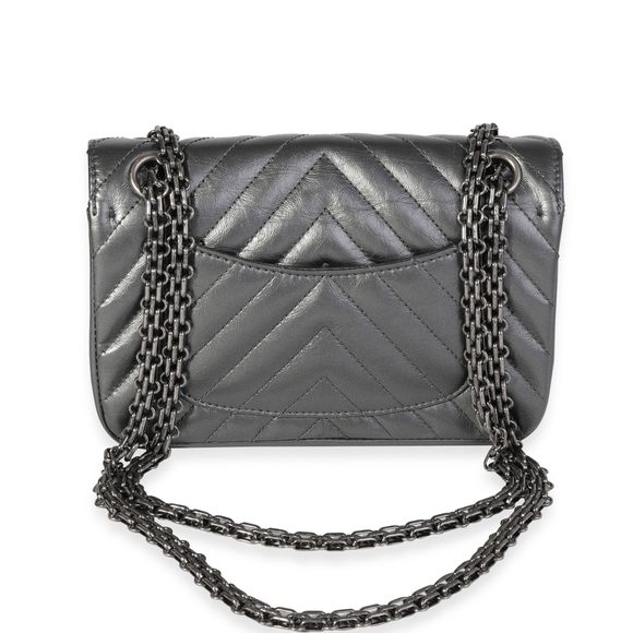Chanel Metallic Grey Aged Calfskin Chevron Quilted 2.55 Reissue Mini Flap Bag - Picture 3 of 8